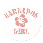 Barbados Pink Girl Round Stickers