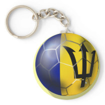 Barbados soccer football ball Bajan flag Key Chain