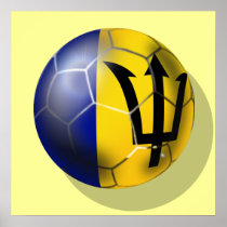 Barbados soccer football ball Bajan flag Print