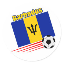 Barbados Soccer Team Round Stickers