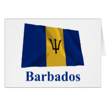 Barbados Waving Flag with Name Greeting Card