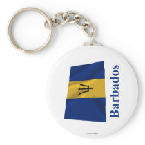 Barbados Waving Flag with Name Key Chain