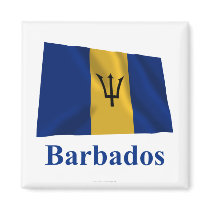 Barbados Waving Flag with Name Refrigerator Magnet