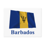 Barbados Waving Flag with Name Post Cards