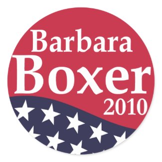 Re-Elect Barbara Boxer to the Senate in 2010 (Boxer 2010 lapel stickers for California)