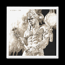 Barbarian Warrior Square Magnet by geo_barr Barbarian Warrior Square Magnet