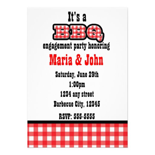 Barbecue BBQ Gingham Summer Country Party Personalized Invitations