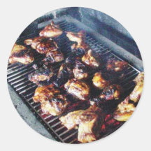 Barbecue Chicken Round Stickers