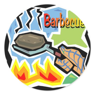 Barbecue Round Stickers by MindDesignGrafx
