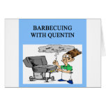 barbecueing with quentin greeting card