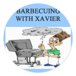 barbecueing with xavier round sticker