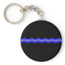 Barbed Blue Line Corrections Keychain