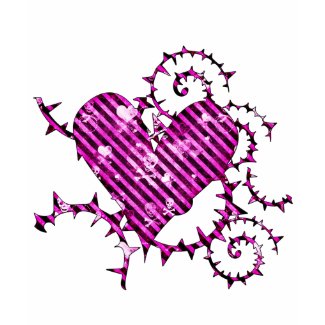 Barbed Pink Heart with Grunge Skulls & Hearts zazzle_shirt