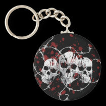 Barbed Skulls Keychain keychains