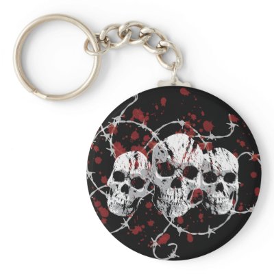 Barbed Skulls Keychain by RockHouseCo