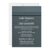 Barbed Wire Fence Biker Wedding Invite, Blue