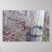 Barbed Wire Fencepost Posters