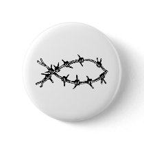 Barbed Wire Fish Pinback Button