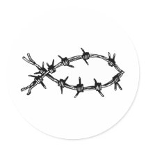 Barbed Wire Fish Round Sticker