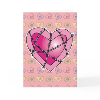 barbed wire heart greeting card by doonidesigns