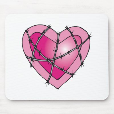 barbed wire heart mouse pads by doonidesigns