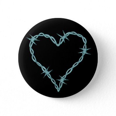 A heart shaped out of barbed wire. This design makes a bold statement of