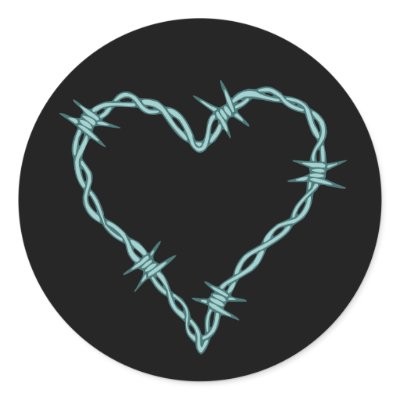 A heart shaped out of barbed wire. This design makes a bold statement of 