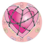 barbed wire heart round sticker