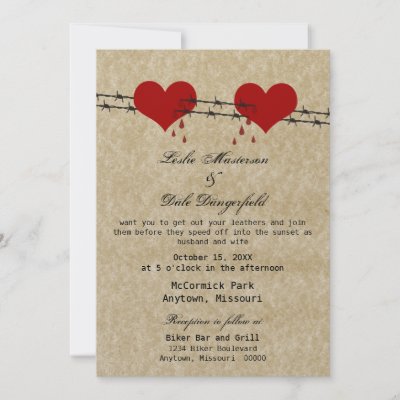 Barb Wire Tattoo on Barbed Wire Hearts Tattoo Biker Wedding Invite By Dynamic Weddings