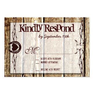 Barbed Wire Horseshoe Country Western RSVP Cards