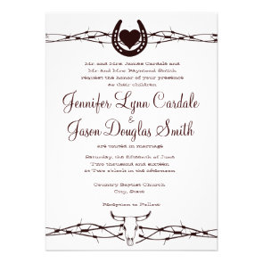 Barbed Wire Horseshoe Western Wedding Invitation