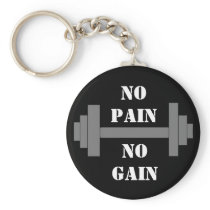 barbell NO PAIN NO GAIN Keychain