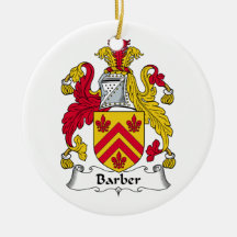 Barber Family Crest Christmas Tree Ornaments