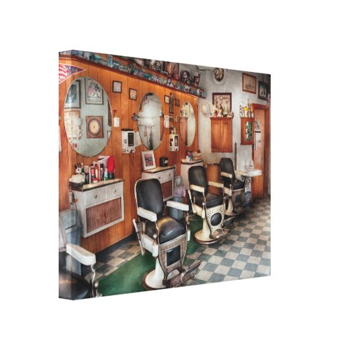 Frenchtown Barbers wrapped canvas painting