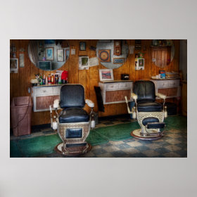 Barber - Frenchtown, NJ - Two old barber chairs Print