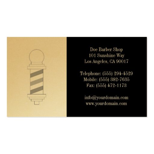 Barber/Hair Stylist Black Golden Business Card Template (back side)