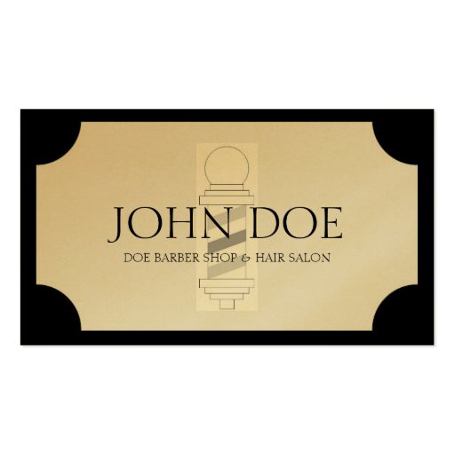 Barber/Hair Stylist Black/White Golden Plaque Business Card Template (front side)