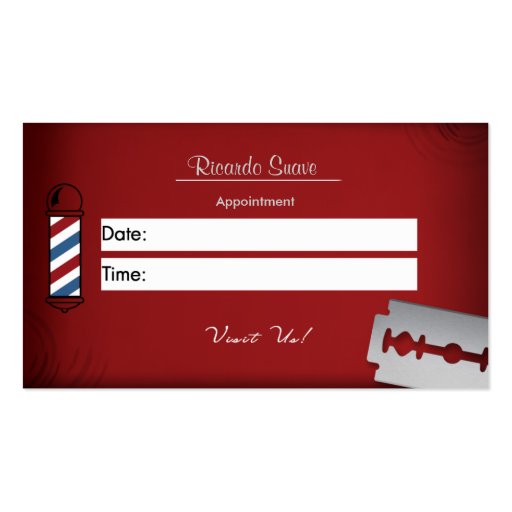 Barber, Hair Stylist, business card (back side)