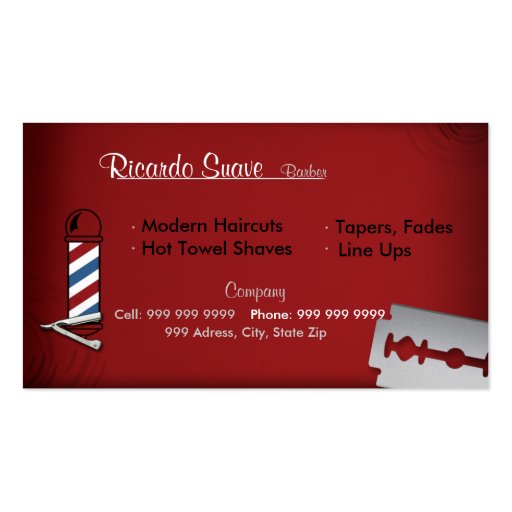Barber, Hair Stylist, business card (front side)