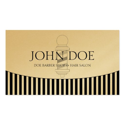 Barber/Hair Stylist Striped Border Golden Paper Business Cards (front side)