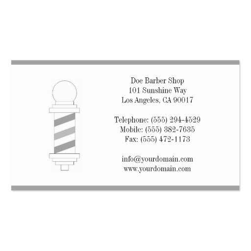 Barber/Hair Stylist Stripes White Business Card (back side)