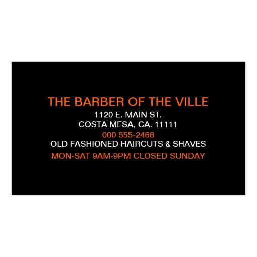 Barber of the Ville Business Card Template (back side)