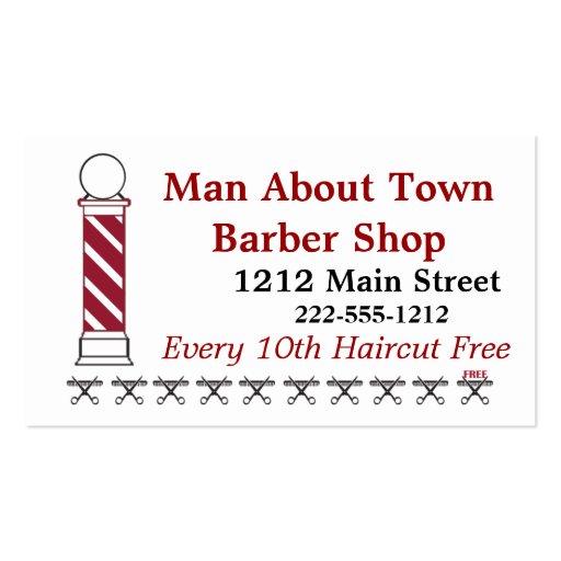 Barber Punch Card Customer Loyalty Business Card (front side)