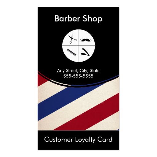 Barber Shop Loyalty Business Card Punch Card (front side)