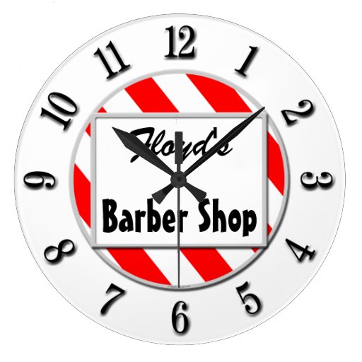 Barber Shop Retro Red White Custom Clock Zazzle