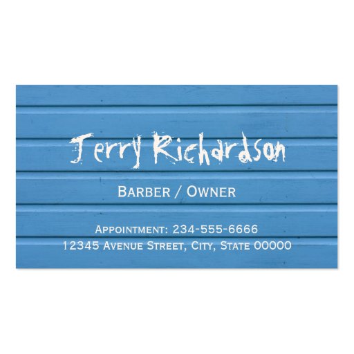 Barber Shop - Stylish Blue Wood and Mustache Business Card Templates (back side)