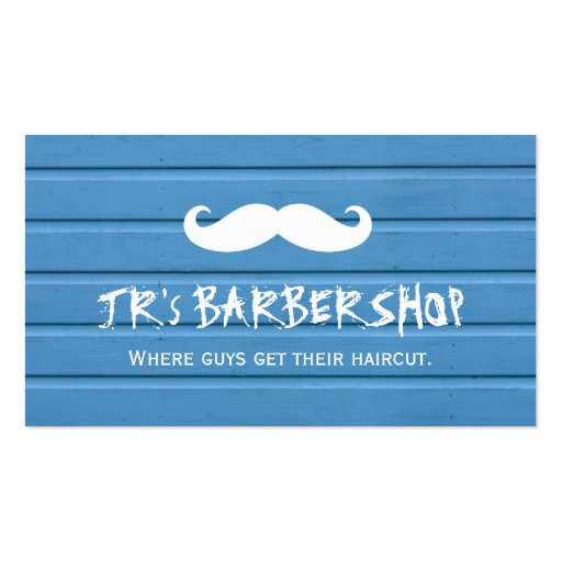 Barber Shop - Stylish Blue Wood and Mustache Business Card Templates