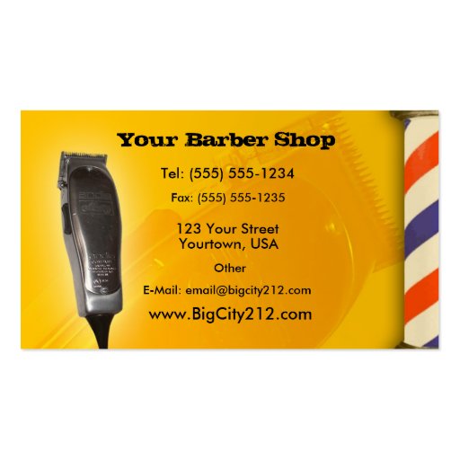 Barber Shop yellow design Business Card Templates (front side)