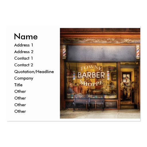 Barber - Towne Barber Shop, Name, Address 1, Ad... Business Card Templates (front side)