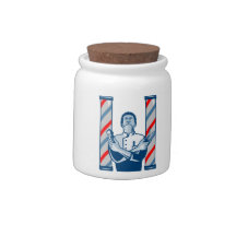 Barber With Pole Hair Clipper and Scissors Retro Candy Dishes